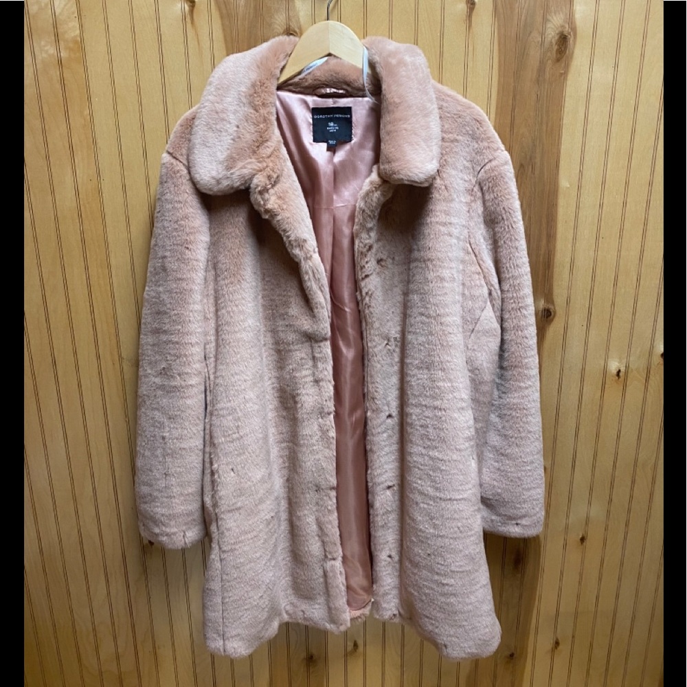 Dorothy Perkins Pink Faux Fur Coat